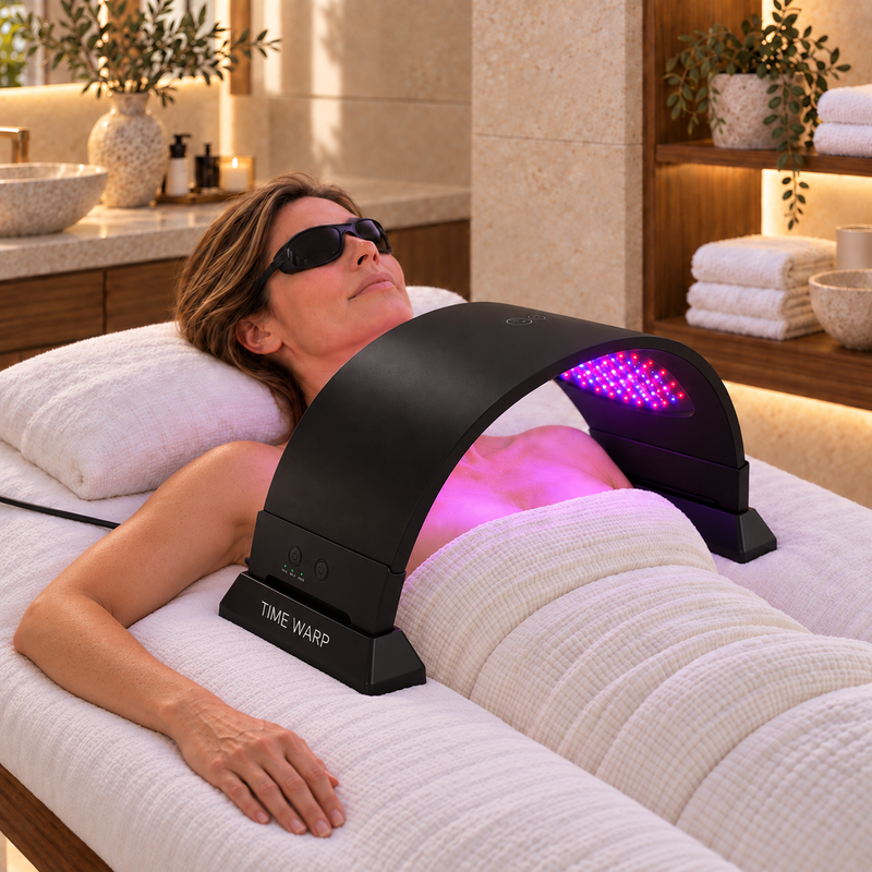 Client lying under the TIME WARP dome