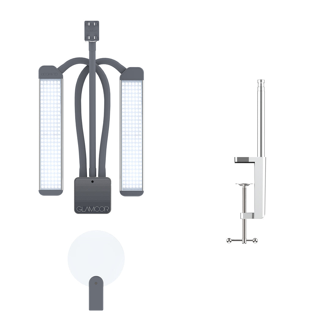 Customize your lighting with the Create Your Kit, including the Multimedia X LED light, Table Clamp, and Magnifying Glass for versatile and precise illumination.