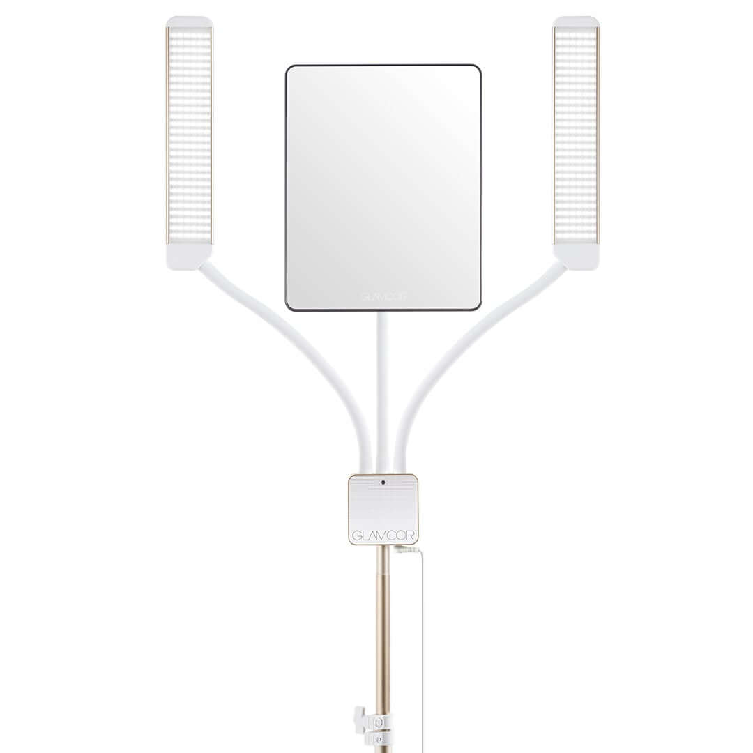 Glamcor MMX Content Creation SparkleWhite Gold Front: Sparkling white and gold-themed front component adaptable to tablet