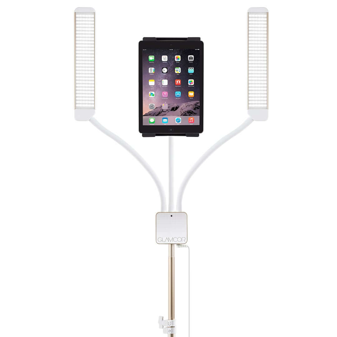 Glamcor MMX Content Creation White Gold Rear View with tablet