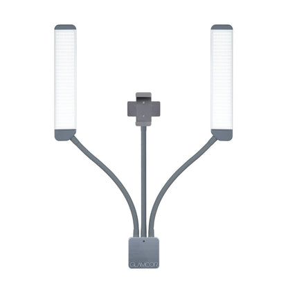 Front view of the GLAMCOR MULTIMEDIA X LED light, showcasing its sleek design.