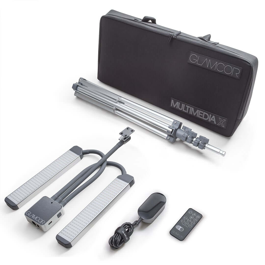 Portable set of the GLAMCOR MULTIMEDIA X, perfect for on-the-go content creators.