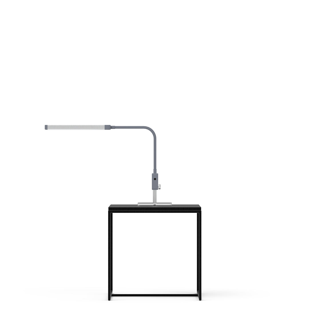 Side view of the GLAMCOR REVEAL Table Top Light Kit, ideal for any workspace.