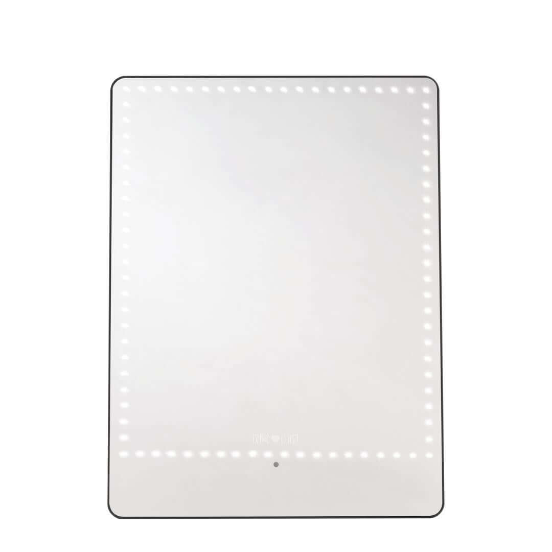 Modern LED lighted RIKI PRETTY mirror with fully mirrored front design.